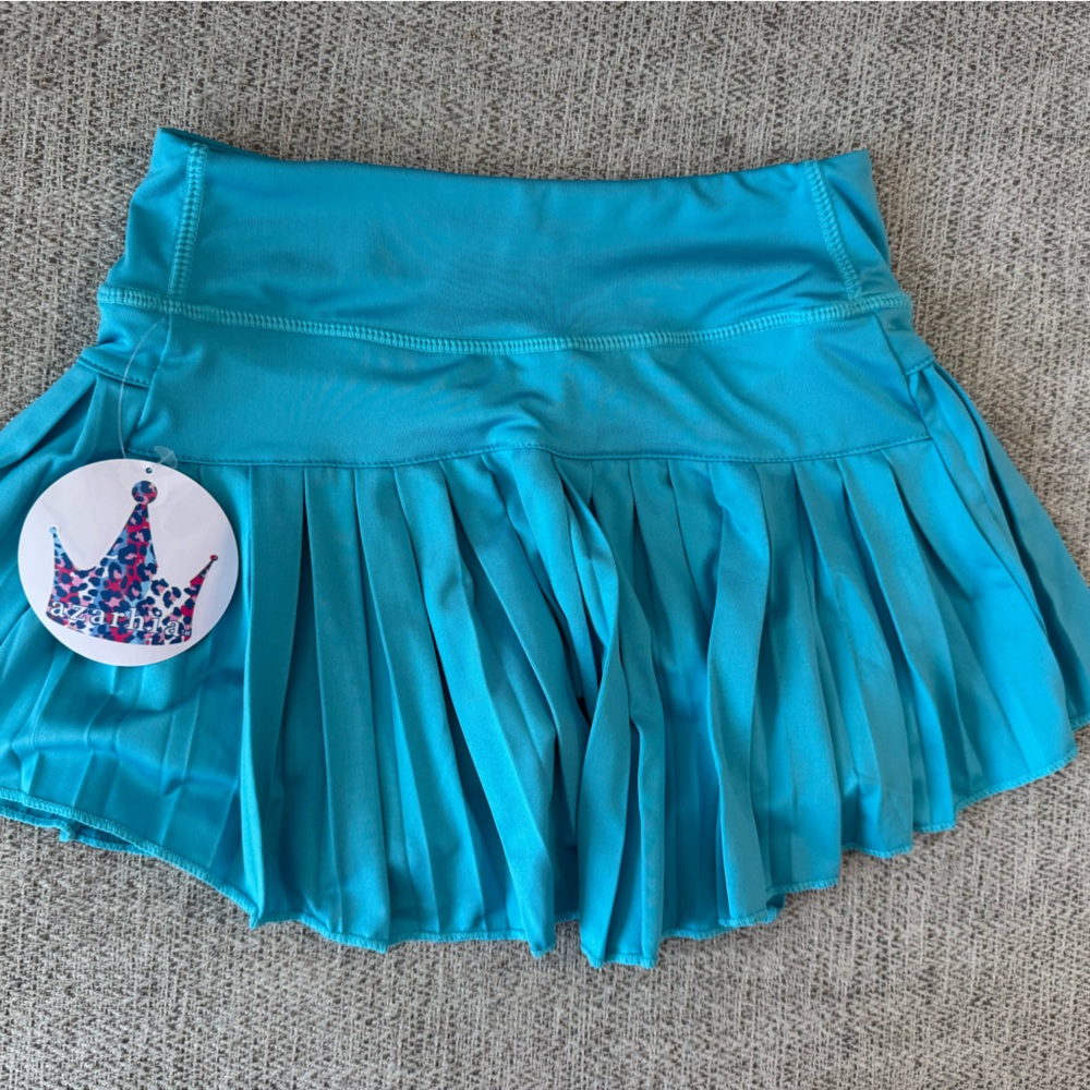Girls Turquoise Pleated Skort